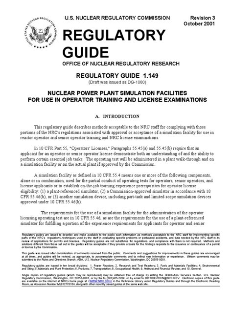 REGULATORY GUIDE 1 